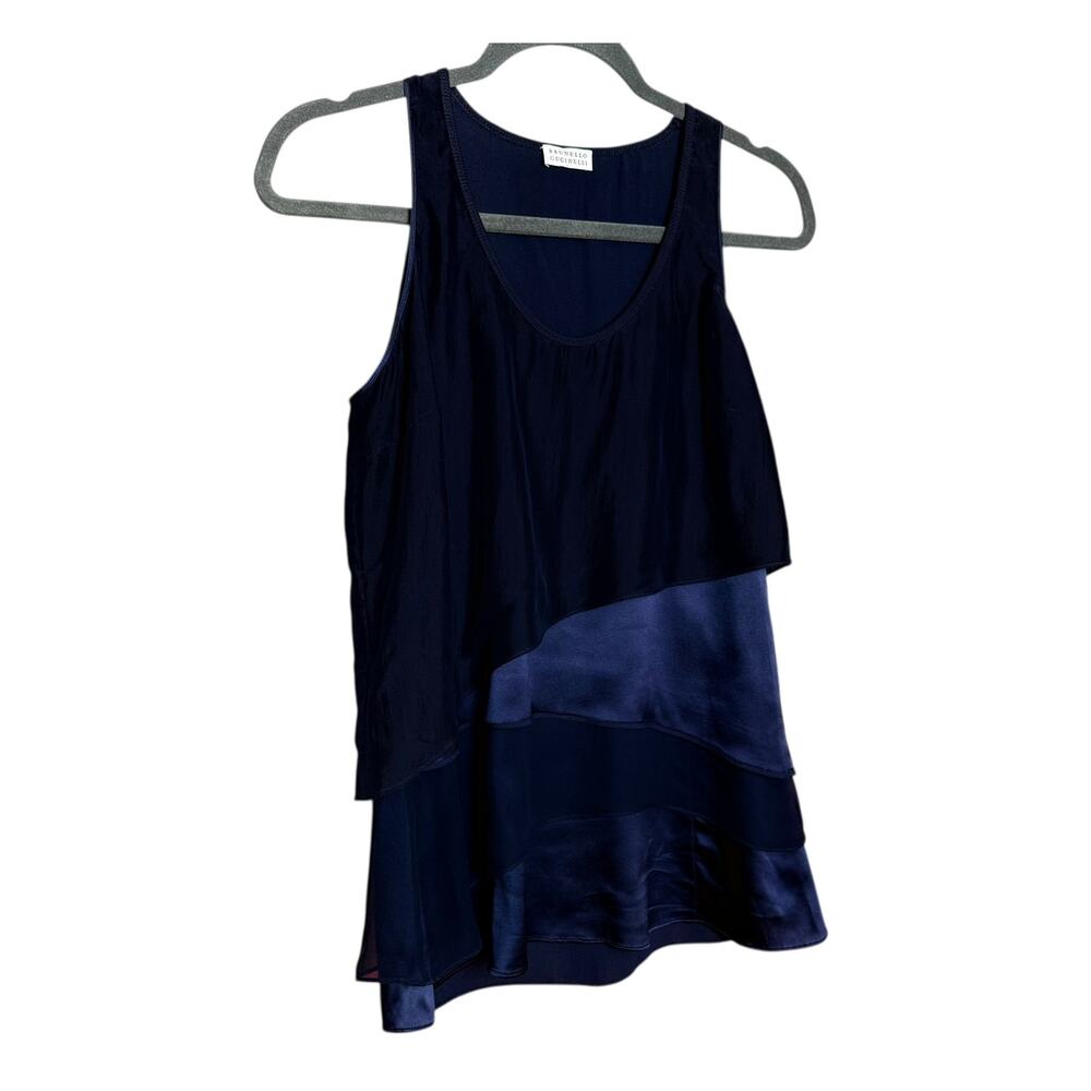 Brunello Cucinelli Tiered Tunic Top Blouse Size M Sleeveless Made in Italy - Picture 11 of 14